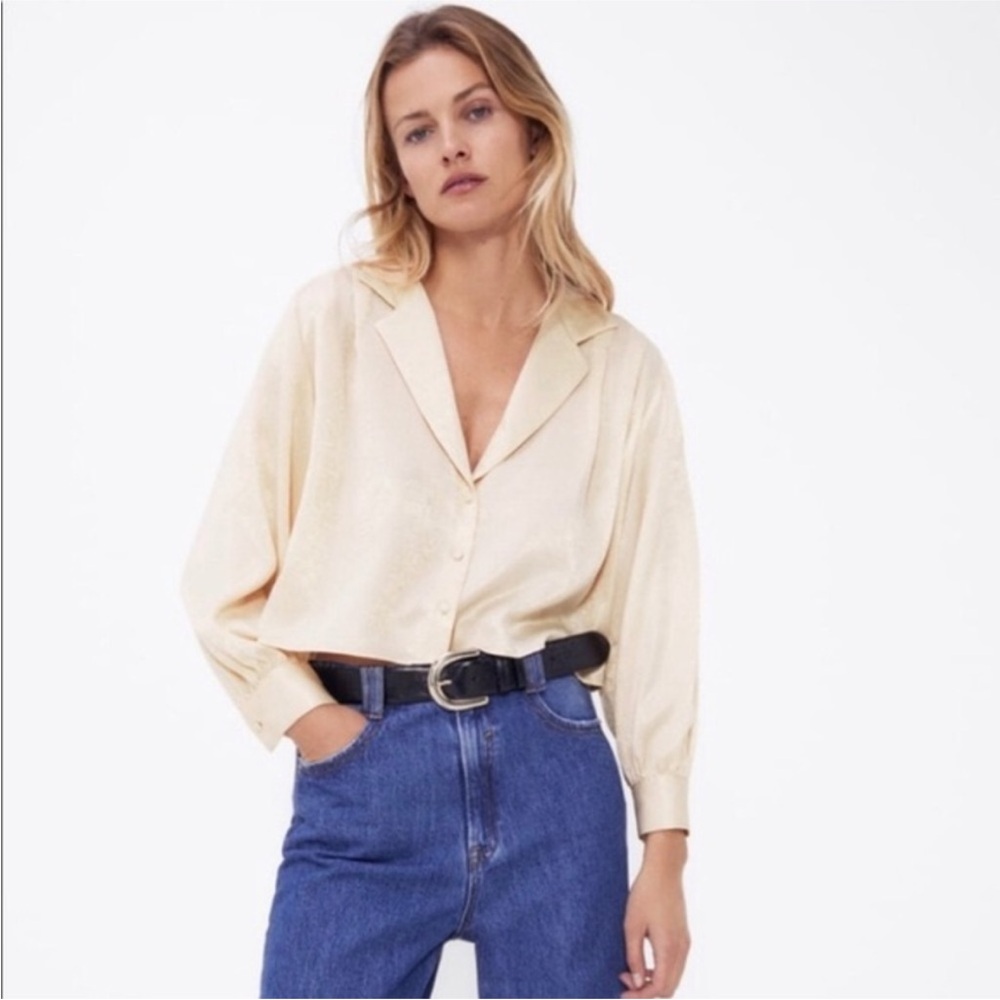 Zara Satin Effect Cropped Shirt